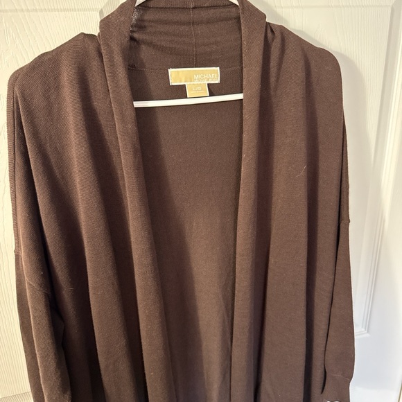 Michael Kors Dark Brown Open Front Cardigan - Picture 3 of 5